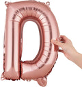 Restaurantware-Balloonify 16 Inch Letter Balloon, 1 Alphabet Party Balloon - Letter D, Self-Sealing, Rose Gold Foil Mylar Finish, Hanging Loop, Decoration For Birthday, Wedding, Or Graduation