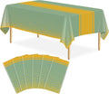 6 Pack Sage Green and Gold Tablecloth Party Decorations Plastic Sage Green Tablecloth Printed Gold Table Runner 54 x108 Inch Disposable Rectangle Table Cover for Birthday Wedding Graduation