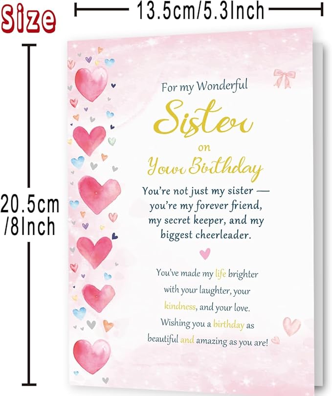 Sister Birthday Card, Funny Birthday Card Gifts for Sister, Happy Birthday to A Cute Women Girl