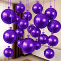 Togvu Purple Round Foil Balloons, 12PCS Different Sizes 4D Metallic Balloon Large Dark Purple Sphere Mirror Ball Balloons for Graduation Halloween Birthday Party Ceiling Decorations Supplies