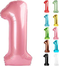 Pearlescent Pink Number 1 Balloon for First Birthday 40 Inch, 1st One Number Balloons Birthday Decorations for Girl Boy Toddler Baby