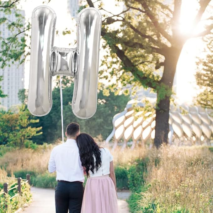 TONIFUL 40 Inch Large Silver Letter H Balloons, Foil Mylar Big Letter Balloons for 2026 New Year Eve Graduation Wedding Baby Shower Birthday Party Anniversary Supplies Decorations