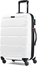 Samsonite Omni PC Hardside Expandable Luggage with Spinner Wheels, Checked-Medium 24-Inch, White