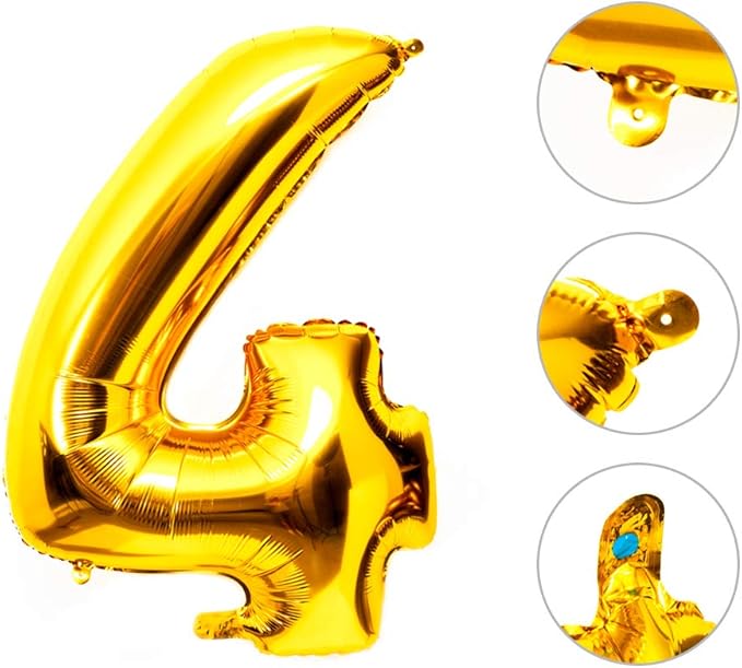 40 Inch Large Foil Helium Number Balloon Birthday Wedding Party 0-9 (Gold, 4)