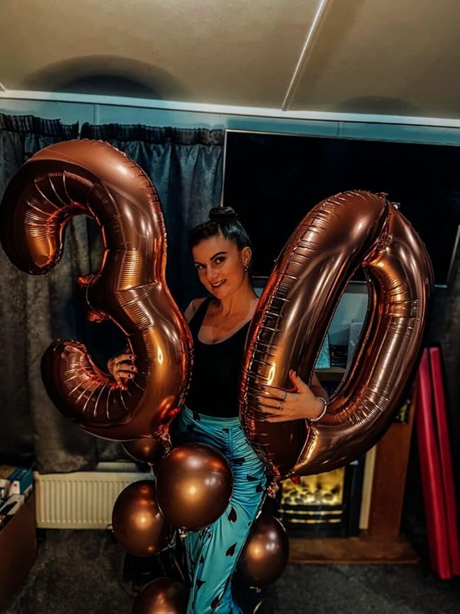 Dark Brown Helium Number Balloon 40 Inch, Giant Foil Coffee Brown Number 0 Birthday Balloons, Large Numbers 10 20 30 40 50 60 70 80 90 100 2025, Party Celebration Supplies Decorations