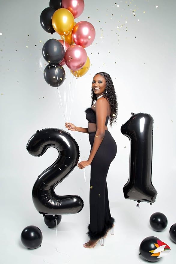 40 Inch Black Number 15 Balloon, Giant Number 15 Balloons for 15th Birthday Decorations, Party Supplies for Baby Boy Girl, Black Party Decor