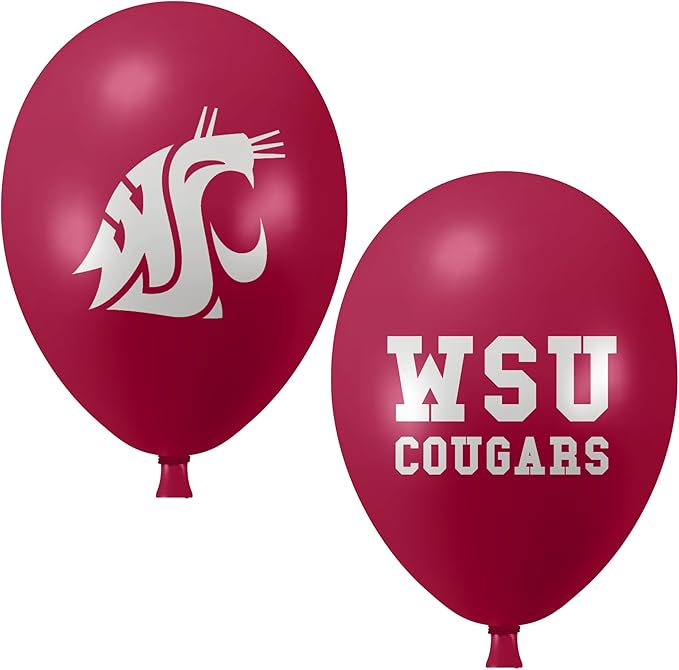 Washington State Cougars Balloons 10 Pack 11" Official Licensed Logos, Helium Quality Latex Balloons, Perfect for College Football Team Celebration, Decorated Front and Back by Westrick
