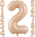 Number 2 Balloon, 2 Balloon, 2 Balloon Number 40 Inch, Beige Large Big Foil Number Balloons for 2 Birthday Party Wedding Anniversary Baby Shower Bachelorette Decoration Supplies