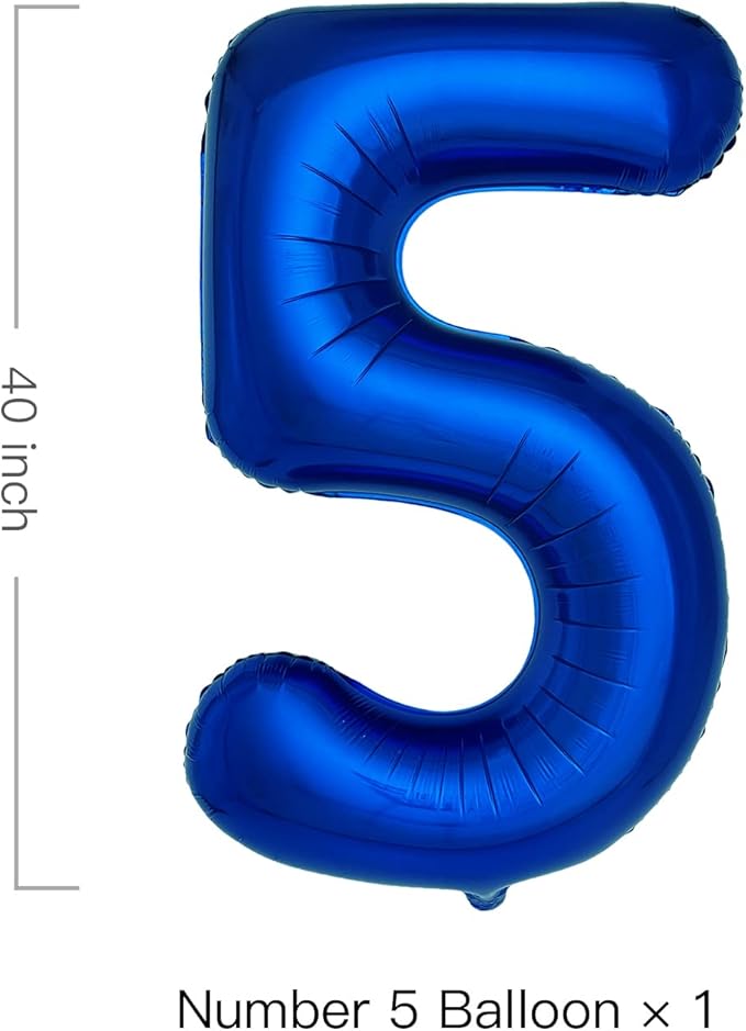Navy Blue Number 5 Balloons 40 Inch Large Dark Blue Helium Foil Balloons for Birthday Party 2024 Graduation Decorations Anniversary Celebrations (Number 5)