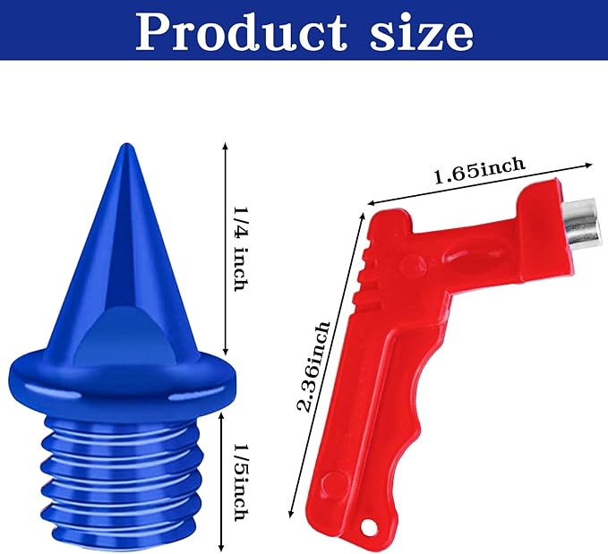 1/4 Inch Track Spikes, Stainless Steel Track and Cross Country Spikes with Spike Wrench, Replacement Spikes for Sprint Sports Short Running Climbing Track Shoes