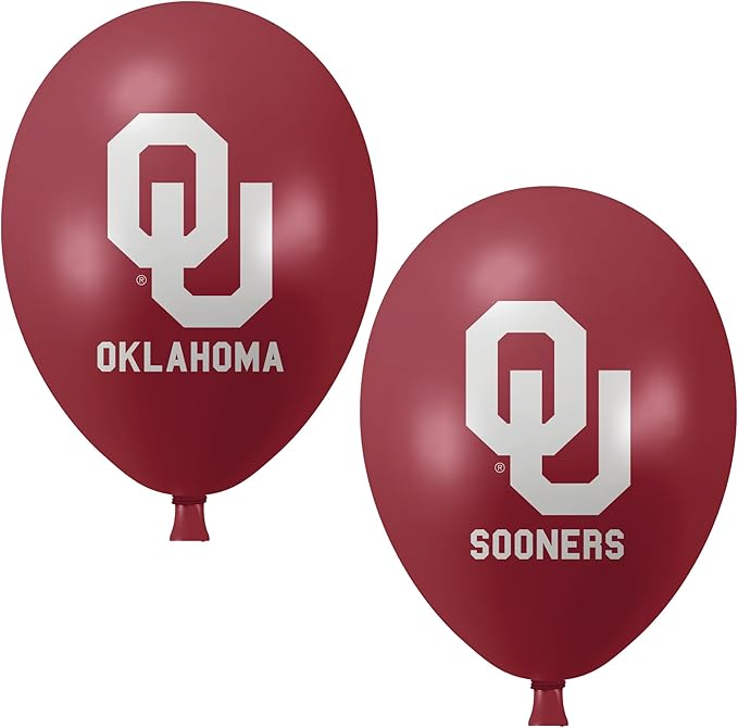 Oklahoma Sooners Balloons 10 Pack 11" Official Licensed Logos, Helium Quality Latex Balloons, Perfect for College Football Team Celebration, Decorated Front and Back by Westrick