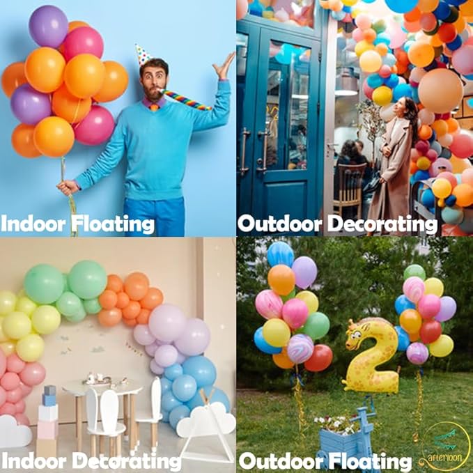 AFTERLOON® Biodegradable Balloons 24 pcs Nude 12 Inch, Matte Color Thickened Extra Strong Latex Helium Float, Multicolor Colorful Bulk Color ballon baloon Globos Para Decoration De Fiestas Kids