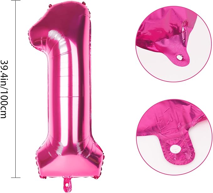 Number 1 Balloons 40 Inch Large Helium Foil Mylar Balloons For Birthdays Party Decorations/Wedding/Anniversary/Graduations/Baby Shower (Rose red)