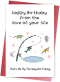 Fishing Birthday Card for Man Woman, Funny Birthday Card for Fisherman Angler, Fish Bday Gift for Husband Dad