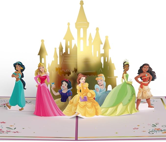 Lovepop Magical Disney Princesses 3D Pop-Up Birthday Card for Girls - for Kids, Her, Daughter - 5" x 7" - Envelope Included