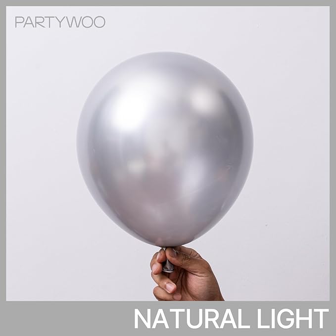 PartyWoo Silver Balloons 101pcs 12 Inch Silver Latex Helium Balloons for Birthday Wedding Anniversary Graduation Bachelorette Engagement Bridal Shower Retirement Party Decorations Silver-G102