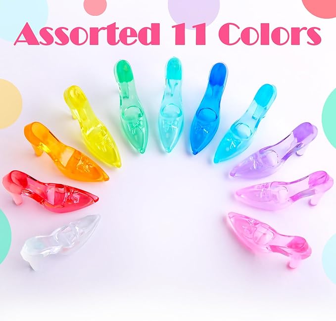 Niceup 75pcs Small Princess Glass Slippers 2in Plastic Crystal High Heel Shoes Toy for Princess Party Favors Doll House Decorations Cupcake Toppers Girls Craft Trinkets Pinata Fillers Hide Seek Toys