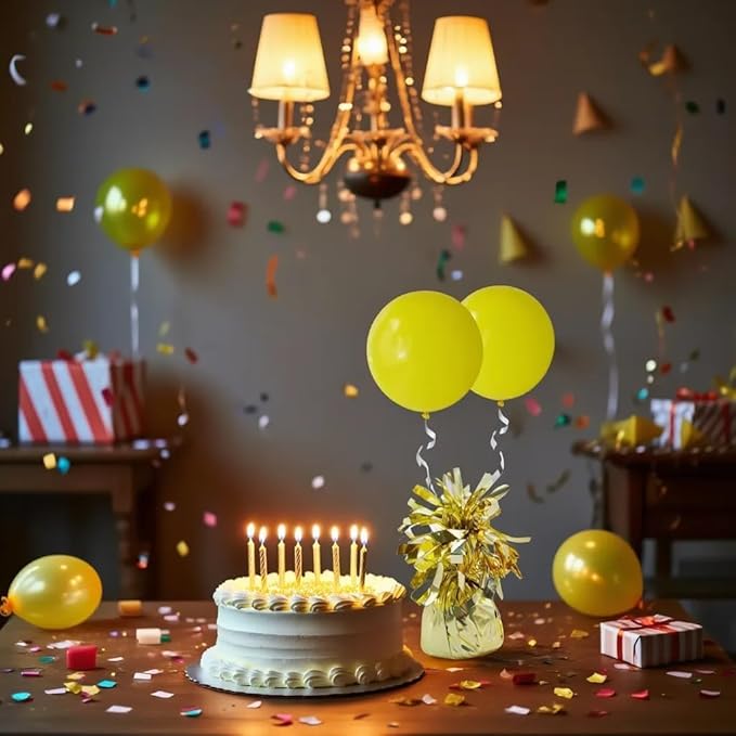 Aluminum Foil Balloon Weights for Parties (6 pcs) - 0.31lb (140g) Each - Premium Balloon Anchors for Birthday, Wedding, Dinner, Indoor & Outdoor Decorations(Light Gold 6pcs)
