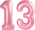 13 Number Balloons, 40 Inch Pearl Pink Balloons for Woman Man 13th Birthday Decoration, Foil Number 13 Ballon for 13, 31 Anniversary, Bridal Shower, Graduation, Wedding, Valentine's Day, Mother's Day