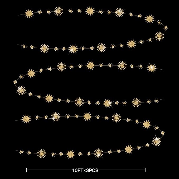 pinkblume Gold Star Party Decorations Kit Sparking Twinkle Star Garland Glitter Paper Streamer Banner for Birthday Wedding Bridal Baby Shower Nursery Kids Room Holiday Showcase Decorations Supplies