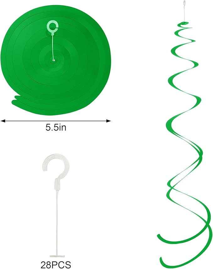 Colorful Ceiling Swirl Foil Decorations Hanging Plastic Streamer Themed Swirl Party for Christmas Carnival Celebration, Pack of 28 (Red, Green and Gold)