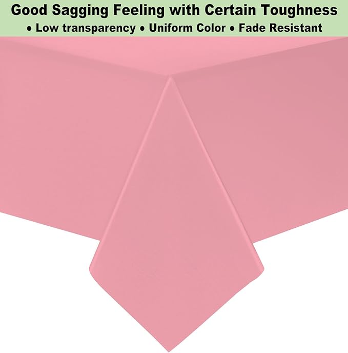 Plastic Pink Tablecloths 3 Pack Disposable Table Covers 54 x 108 in. Dusty Pink Table Cloths for Gender Reveal Parties Bridal Shower Engagement Wedding Birthday, Fits 6 to 8 Foot Rectangle Tables