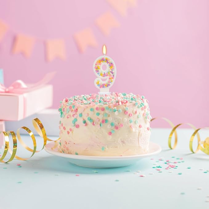 Number 9 Birthday Candle - Colorful Macaron Candles, 9 Candle Birthday Girl Women, Sweet Theme Birthday Party Supplies, Anniversary Party Cake Decorations