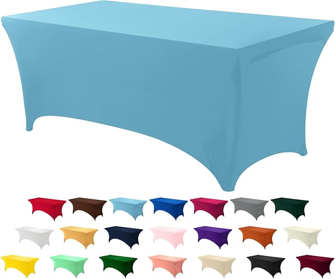 Utopia Kitchen Spandex Tablecloth 1 Pack [6FT, Blue Mist] Tight, Fitted, Washable and Wrinkle Resistant Stretch Rectangular Patio Table Cover for Event, Wedding, Banquet & Parties [72Lx30Wx30H Inch]