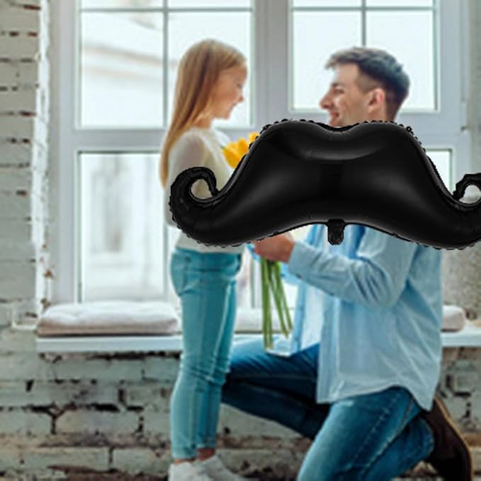 Beard Balloons Father's Day Balloons Big Black Beard Foil Balloon for Father's Day Party Decorations Fathers Day Decor Supplies Ballons Arch Kits Party Balloon Sets 3pcs