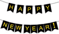 Happy New Year 2026 Banner - Black & Gold Sign For New Year's Eve Decorations, Nye Eve Party Supplies Decorations, 2026 Nye Decorations, 2026 Nye Sign