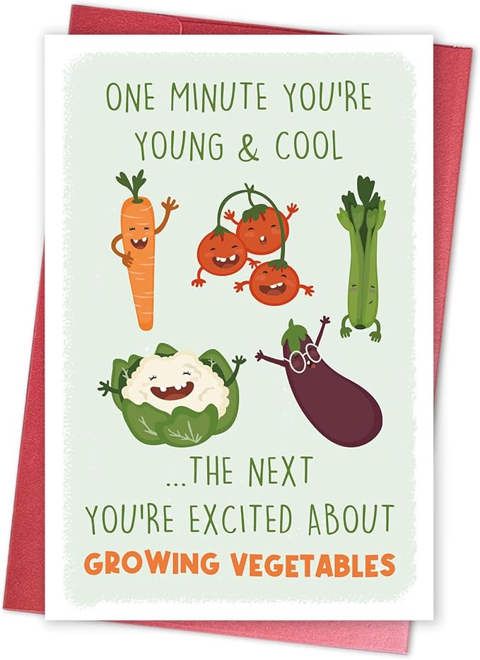 Funny Gardener Birthday Card for Woman Man, Humorous Birthday Card for Family Friend, Witty Retirement Gift for Gardening Lover, Grow Your Own Vegetables