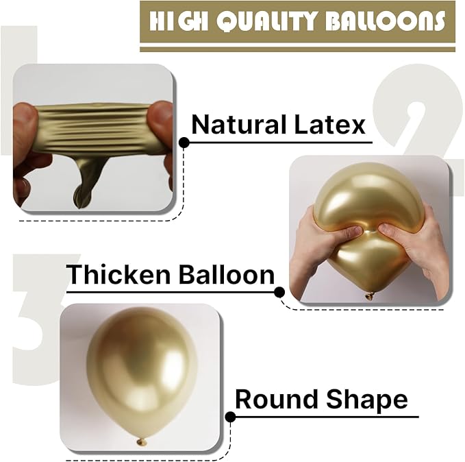 PartyWoo Metallic Gold Balloons 50pcs 12 Inch Chrome Gold Latex Helium Balloons for Birthday Graduation Baby Shower Anniversary Wedding Bachelorette Christmas New Year Party Decorations Gold-G128