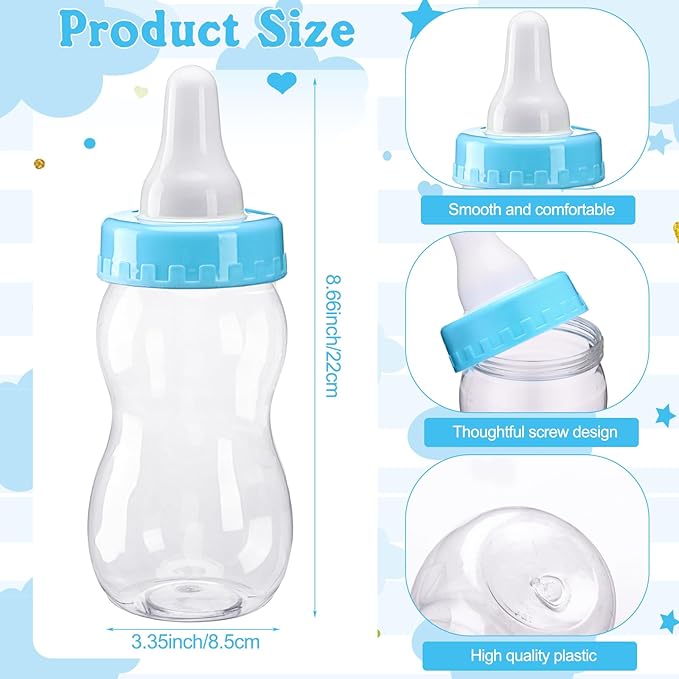 Syhood Blue Color Elephant Theme Baby Shower Games Guess How Many Pacifiers Game Sign 50 Small Guessing Games 20 HB Pencils 750 ml Milk Bottle 400 Pacifiers Decorations Guests Gender Reveal Party