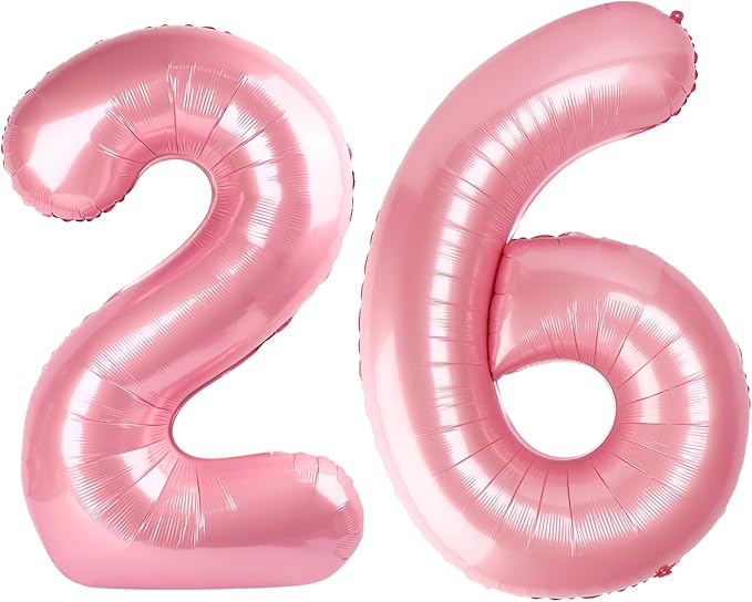 40 Inch Pearlescent Pink Number 26 Balloon Number 26 Balloon 40 Inch, 26th Birthday Party Decorations for Boy or Girl Huge Mylar Anniversary Party Supplies