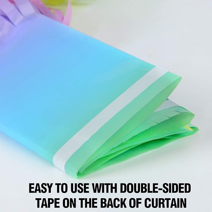 Melsan Pastel Tinsel Backdrop for Easter Decorations, Macaron Rainbow Foil Fringe Curtains 3.2 ft x 8.2 ft for Birthday Party Photo Booth Props Decoration, 2 Pack