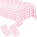 2 Pack Pink Gingham Tablecloth Rectangular Pink and White Checkered Tablecloths Disposable Plastic Pink Plaid Table Cover for Parties, Outdoor Picnic, Birthday, Wedding, Camping 54 × 108 Inch