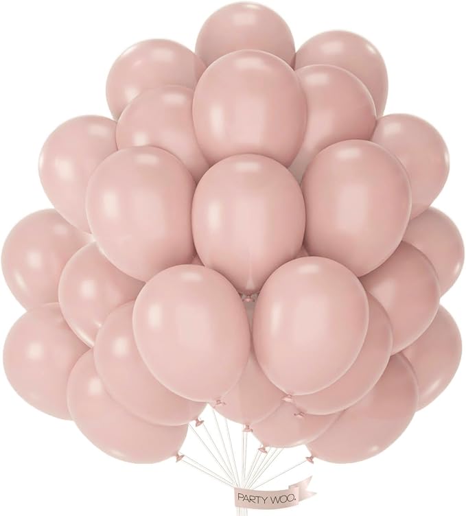PartyWoo Dusty Pink Balloons 50pcs 12 Inch Boho Blush Lilac Pink Latex Helium Balloons for Princess Birthday Baby Shower Graduation Gender Reveal Anniversary Bachelorette Party Decorations Pink-F54