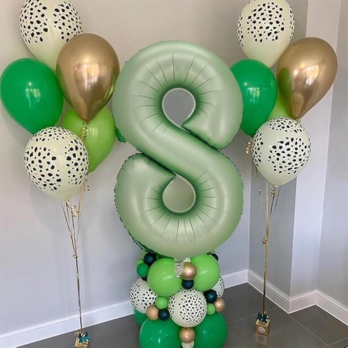 Number 8 Balloon, Large number balloons 40 inch, 8th Birthday Party Decorations 8 Year Old Birthday Sign Decor,Sage Green