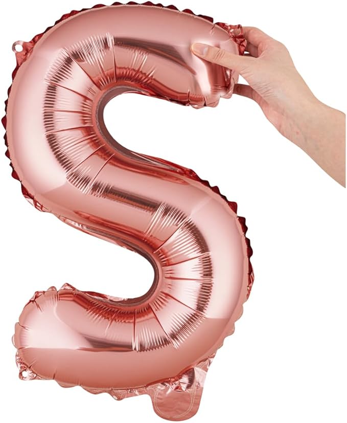 Restaurantware-Balloonify 16 Inch Letter Balloon, 1 Alphabet Party Balloon - Letter S, Self-Sealing, Rose Gold Foil Mylar Finish, Hanging Loop, Decoration For Birthday, Wedding, Or Graduation