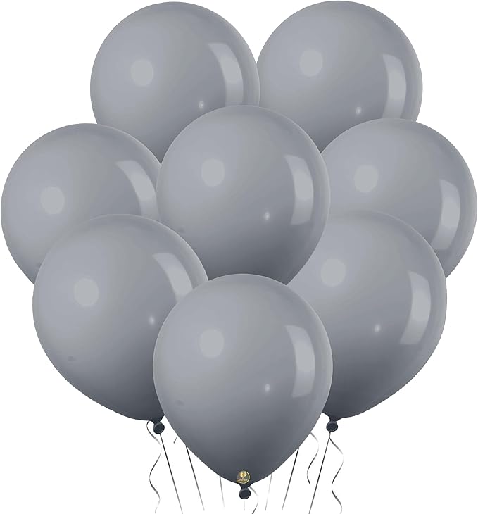 AFTERLOON® Biodegradable Mini Balloons 100 pcs Gray 5 Inch, Matte Color Thickened Extra Strong Latex Helium Float, Baby Shower Gender Reveal Garland Arch Wedding Kids Birthday Party Decorations