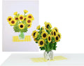 iGifts And Cards Sunflower Bouquet in Vase 3D Pop-Up Card – Positivity, Encouragement, Get Well Gift – Cheerful Handmade Surprise for Birthday, Spiritual Awakening, or Miss You – 5x7 Floral Greeting