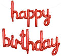 TONIFUL Red Happy Birthday Balloons Banner, 16 Inch Mylar Foil Script/Cursive Letters Birthday Sign Banner Balloon Reusable Material for Girls Boys Kids & Adults Birthday Decorations