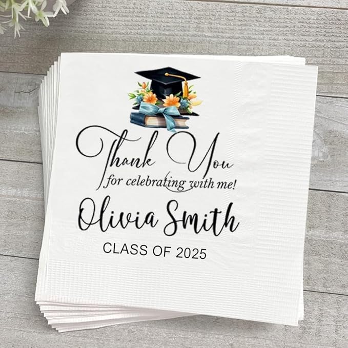 Personalized Graduation Party Disposable Napkins, Custom Grad Party Decor, Class Of 2025, Congratulations Grad, Gifts For Graduations Parties Style 5