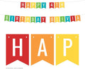 Andaz Press Personalized Hanging Pennant Banner Party Decorations, Rainbow Colors Red Orange Yellow Green Aqua Blue, Happy 4th Birthday Olivia, 1-Pack, Approx. 5-Feet, Custom Name and Number
