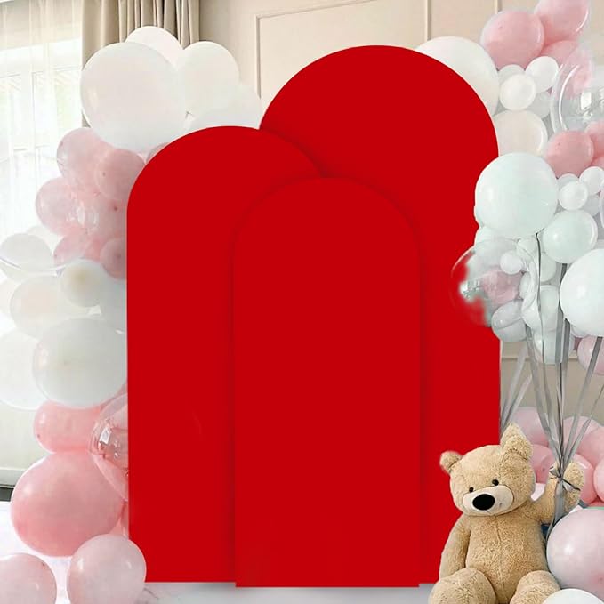 Arch Covers Set of 3 Red Arch Cover 5FT 6FT 7FT Fitted Spandex Arch Cover for Arch Stand Covering Chiara Arch Cover Stretchy Fabric for Wedding Banquet Decoration