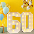 Marquee 4ft Numbers with Light up Number 60 White Mosaic Frame Slots-in Letter 60 for 60th Birthday Party Decorations Pre-Cut Cardboard Large Giant Cut-Out Thick Foam Board Sign Anniversary