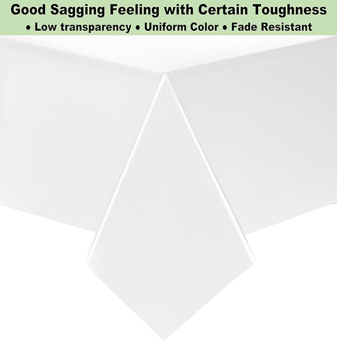 Plastic White Tablecloths 3 Pack Disposable Table Covers 54" x 108" Rectangular Table Cloths for Parties Engagement Wedding Bridal Shower Banquet, Fits 6 to 8 Foot Rectangle Tables