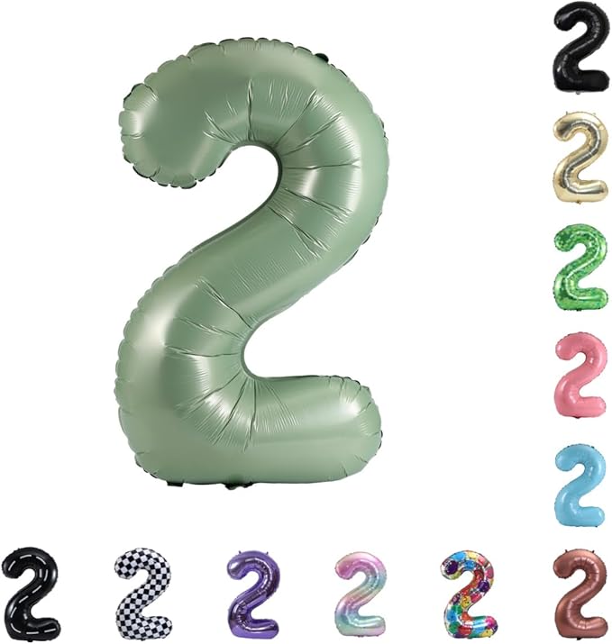40 Inch Large Foil Helium Number Balloon Birthday Wedding Party 0-9 (Olive Green, 2)