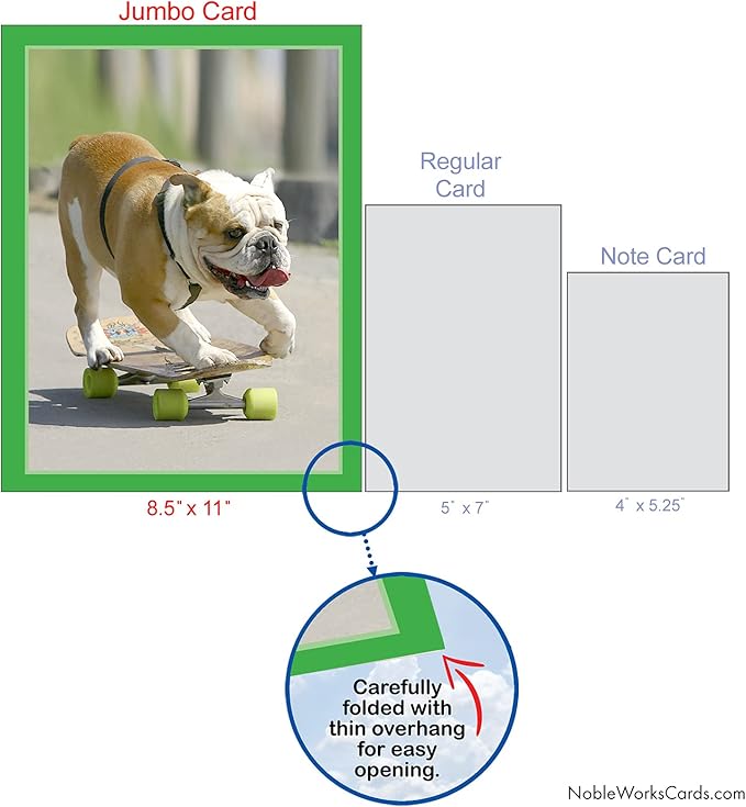 NobleWorks - Hilarious Happy Birthday Card with Envelope (8.5 x 11 Inch) - Funny Animal Greeting Card From All Of Us - Skating Bulldogs - Green Wheels J9517EBDG-US
