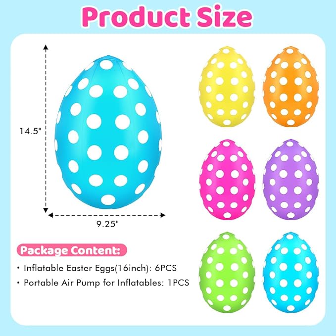 6 Pcs Easter Inflatables Eggs Outdoor Decorations Easter Inflatables Outdoor Decorations, Hanging Inflatables Holiday Party Decor Kit